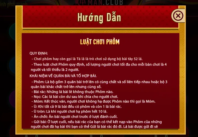 Phỏm Tại Manclub Đỉnh Cao Với Tỷ Lệ Thắng Cược Hấp Dẫn Nhất Hiện Nay