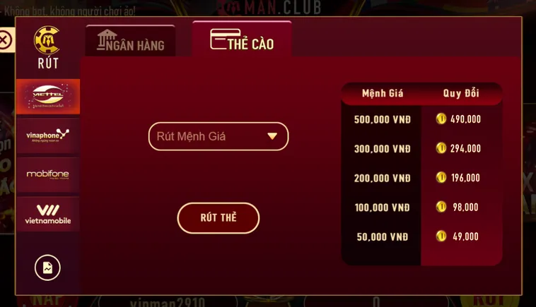 Hướng Dẫn Rút Tiền ManClub Nhanh Chóng An Toàn Cho Mọi Game Thủ