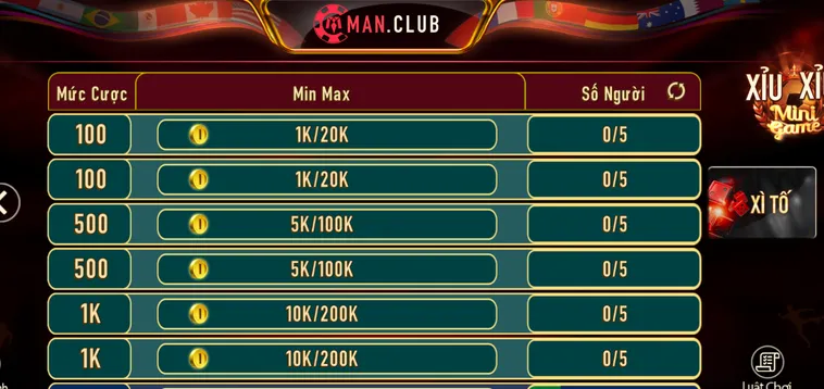 Xì Tố Tại ManClub Sân Chơi Thách Thức Bản Lĩnh Của Những Cao Thủ Đỉnh Cao
